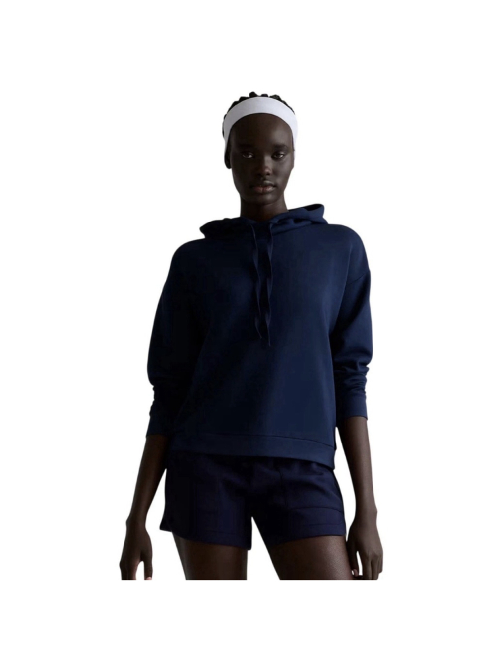 NWOT Quince Women's M Supersoft Fleece Pullover Hoodie Navy Blue Casual Soft